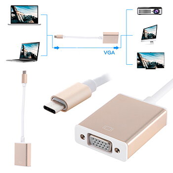 USB 3.1 Type C USB-C to VGA Adapter Converter Cable for Monitor Home Projector
