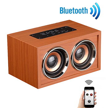 Wooden Portable Bluetooth Speaker Wireless Retro 3D Bluetooth Speaker+USB Cable [Beige (Brown Bluetooth Speaker)] , Bluetooth högtalare