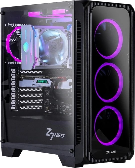 Zalman Z7 NEO, Läckert chassi med front- och sidopanel i glas, ATX, microATX och Mini-ITX