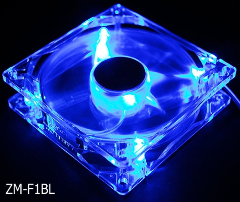 Zalman  80mm Lysande Fläkt, Lyser Blått