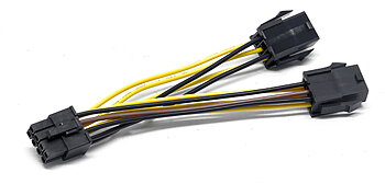 Adapterkabel, 2 stycken 6 Pin kontakt till en 8 Pin kontakt,  PCI-Express, 15 cm