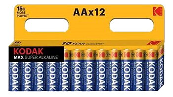 Kodak max alkaliskt batteri, AA, 12-pack