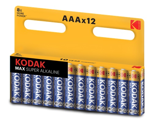 Kodak Max Alkaline, LR03 / AAA batterier, alkaliska, 1,5V, 12-pack