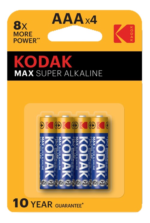Kodak max alkaliskt batteri, AAA, 4-pack
