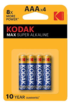 Kodak max alkaliskt batteri, AAA, 4-pack