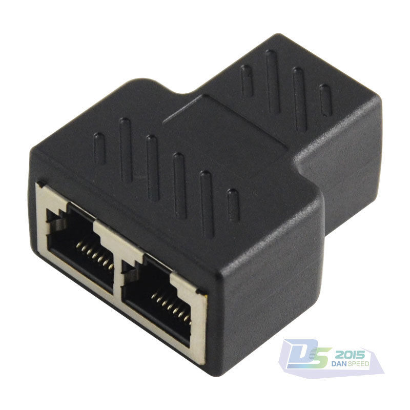 (321923724048 )Ethernet RJ45 Female 1 to 2 Female Network Y Splitter LAN Connector Adapter New
