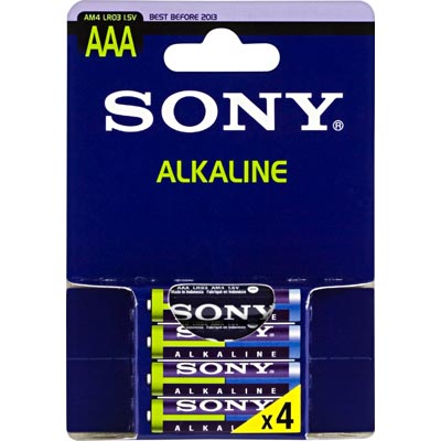 Sony Batteri LR03(AAA), 4st i förpakningen, Alkaline 1,5V,