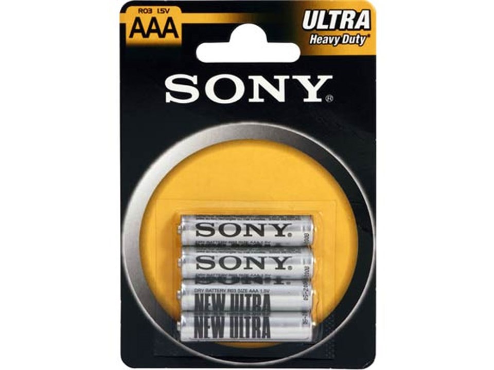 Sony Batteri R03-NUB4A (AAA), 4st i förpakningen, Ultra Carbon Zinc Battery 1,5V