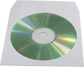 Verbatim pappersficka för CD/DVD-skivor, vit/transparent, 100-pack