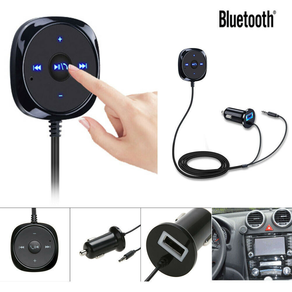 Bluetooth Receiver BT to Aux Adapter Car Audio Kit w/3.5mm Dongle USB Charger RF