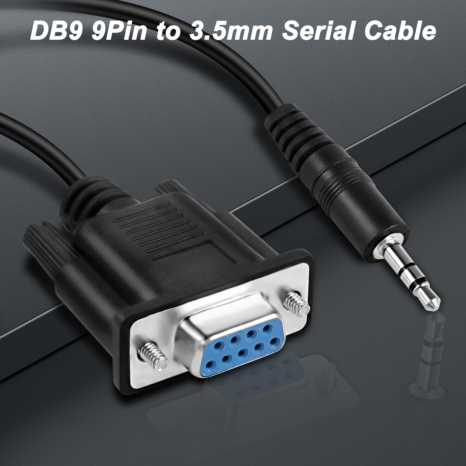 MEIRIYFA DB9 till 3,5 mm seriell kabel, RS232 DB9 9-stiftskontakt till DC 3,5 mm (1/8 tum) TRS stereokontakt seriell datakabel – 1,8 m (DB9 Vrouwelijk)