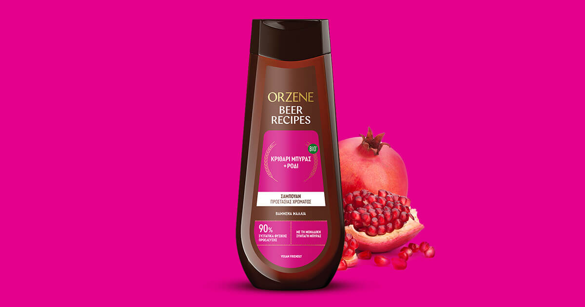 Orzene beer recipes, Bio schampo med öl korn och granatäpple, 400ml - 3