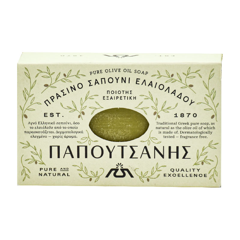 olive soap, Papoutsanis traditional green luxury soap from Greece, 125 g