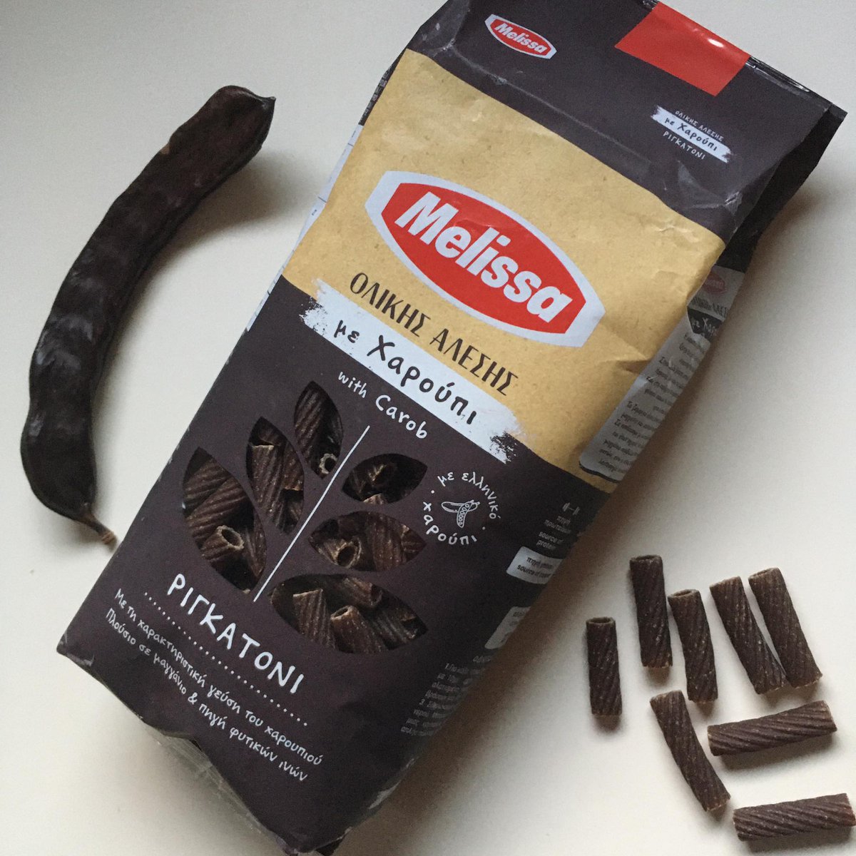 Melissa,  pasta rigatoni fullkorn med carob (johannesbröd) mjöl, 400gr - 2