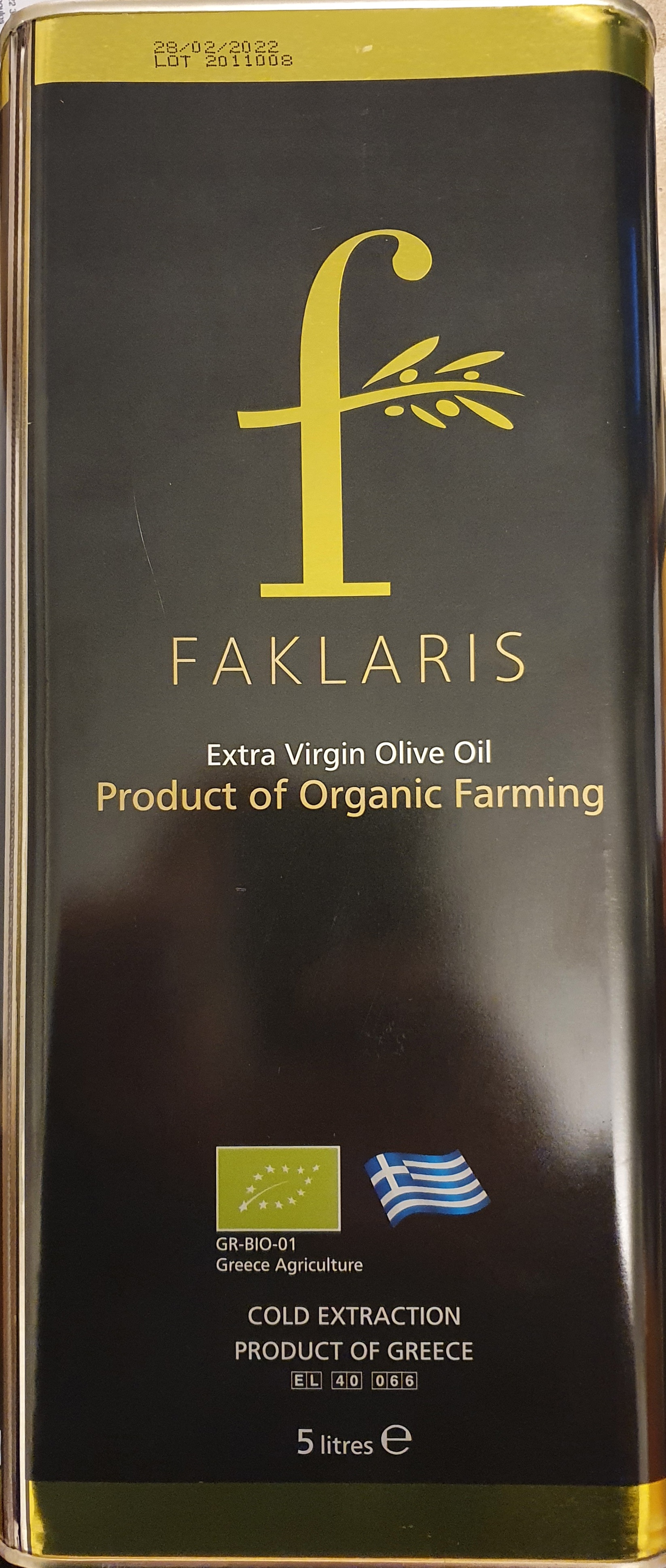 Organic Extra Virgin Olive Oil - Faklaris from Peloponnese - 5 Liter
