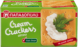 CREAM CRACKERS sockerfritt,  165g. Paoadopoulou grön