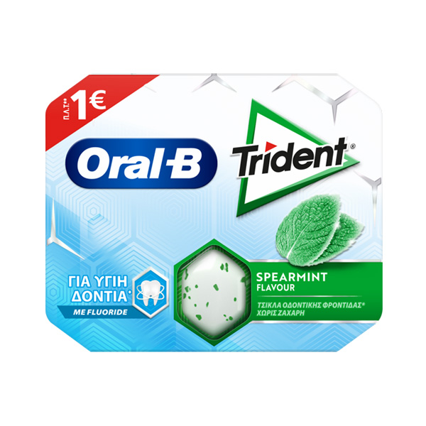 Trident Oral-B,tuggummi sugar free, spearmint  flavour 