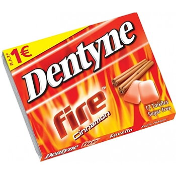 dentyne ,tuggummi sugar free, cinnamon  flavour, 12bitar