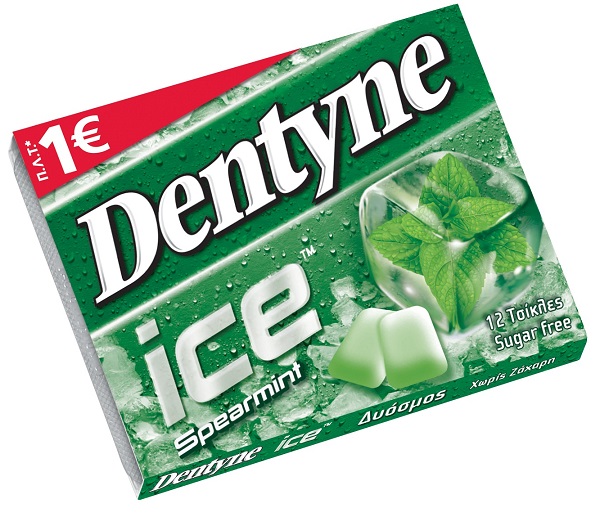 dentyne ,tuggummi sugar free, spearmint  flavour, 12bitar
