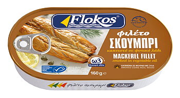 Smoked mackerel fillet in vegetable oil FLOKOS 150g