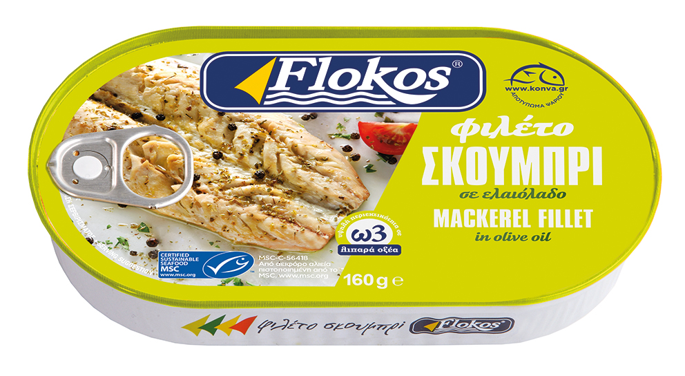 Mackerel fillet in olive oil FLOKOS 150g