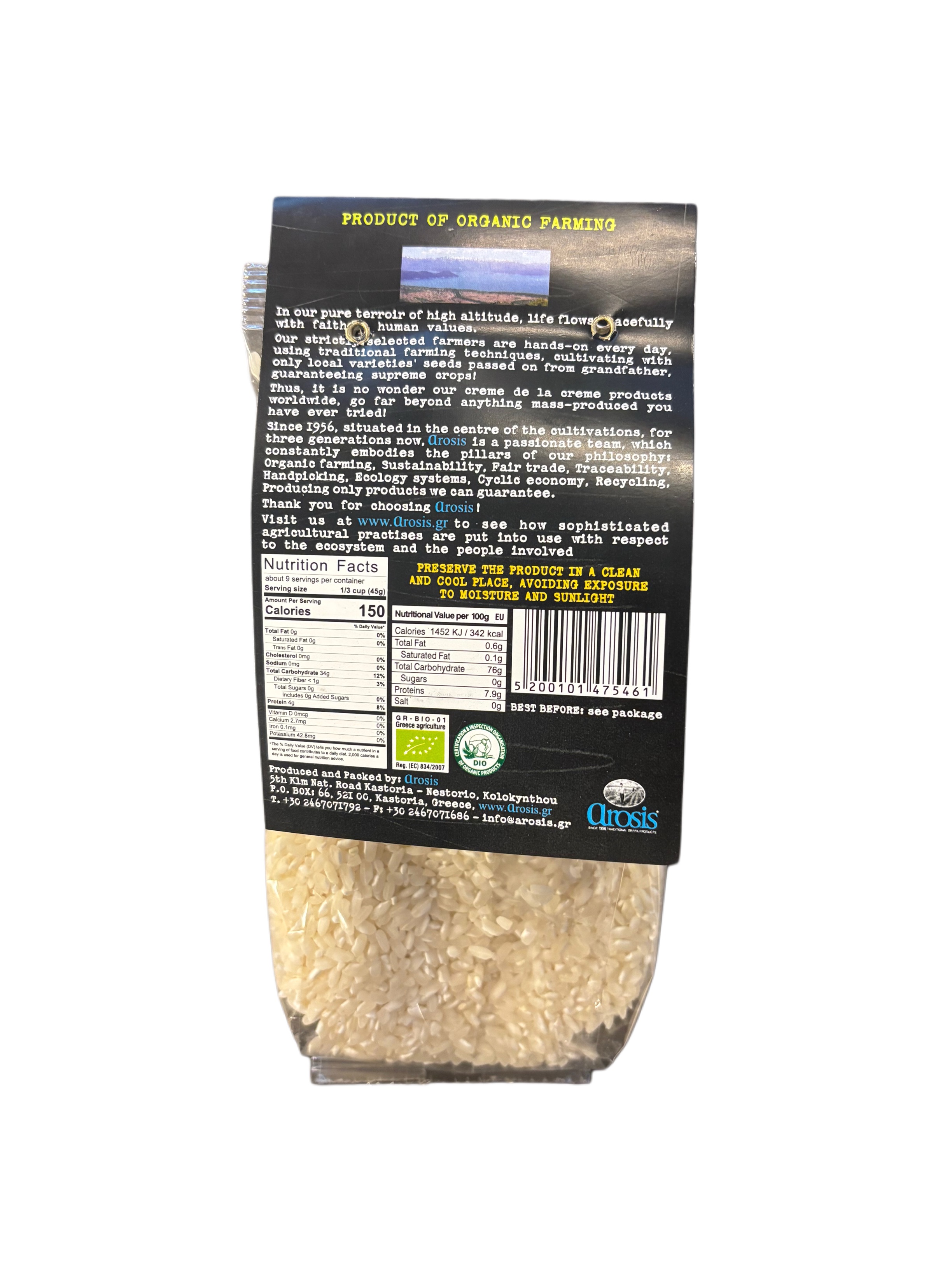 medium grain rice, carolina 400g, organic, Arosis - 2