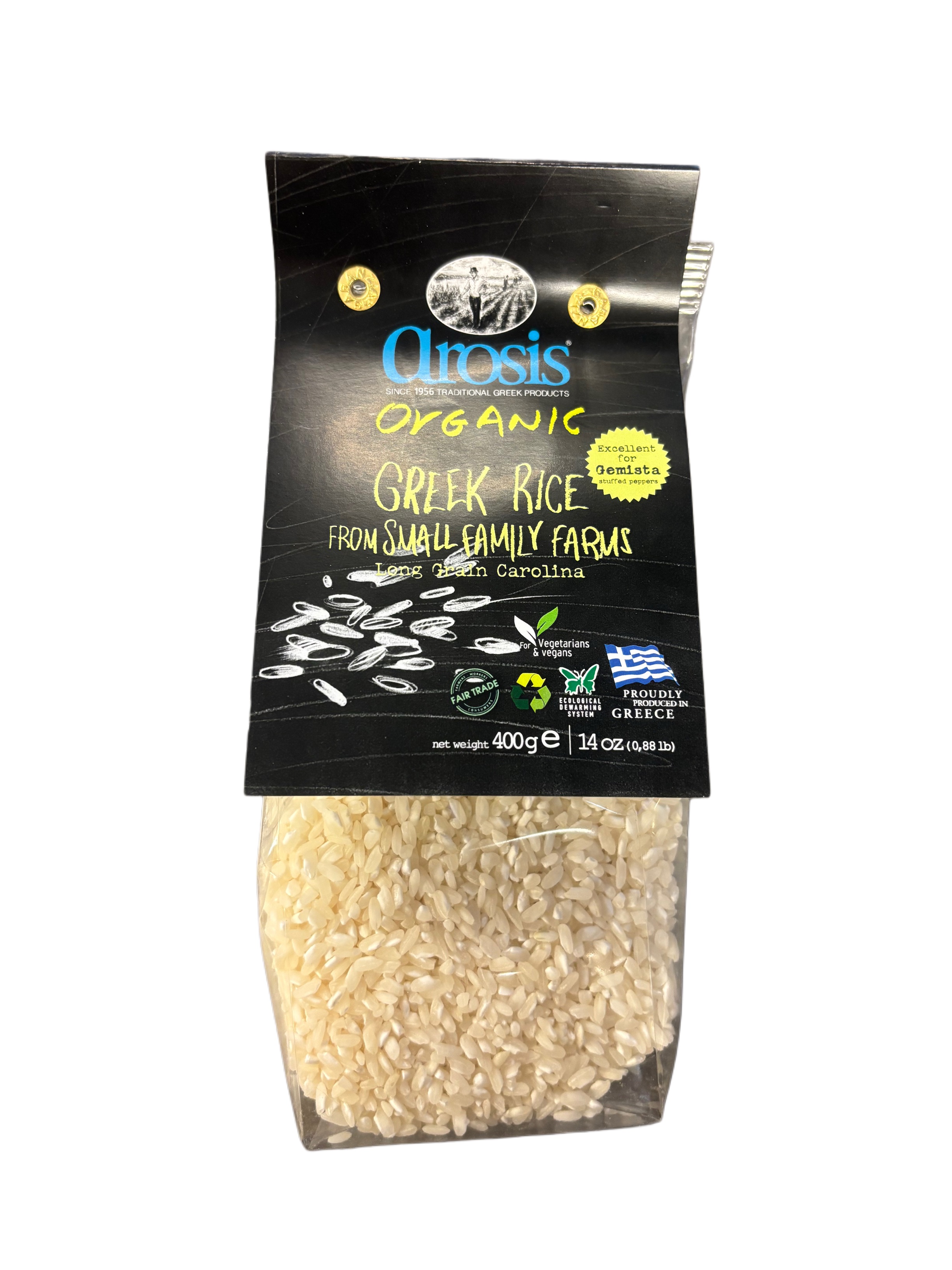 medium grain rice, carolina 400g, organic, Arosis