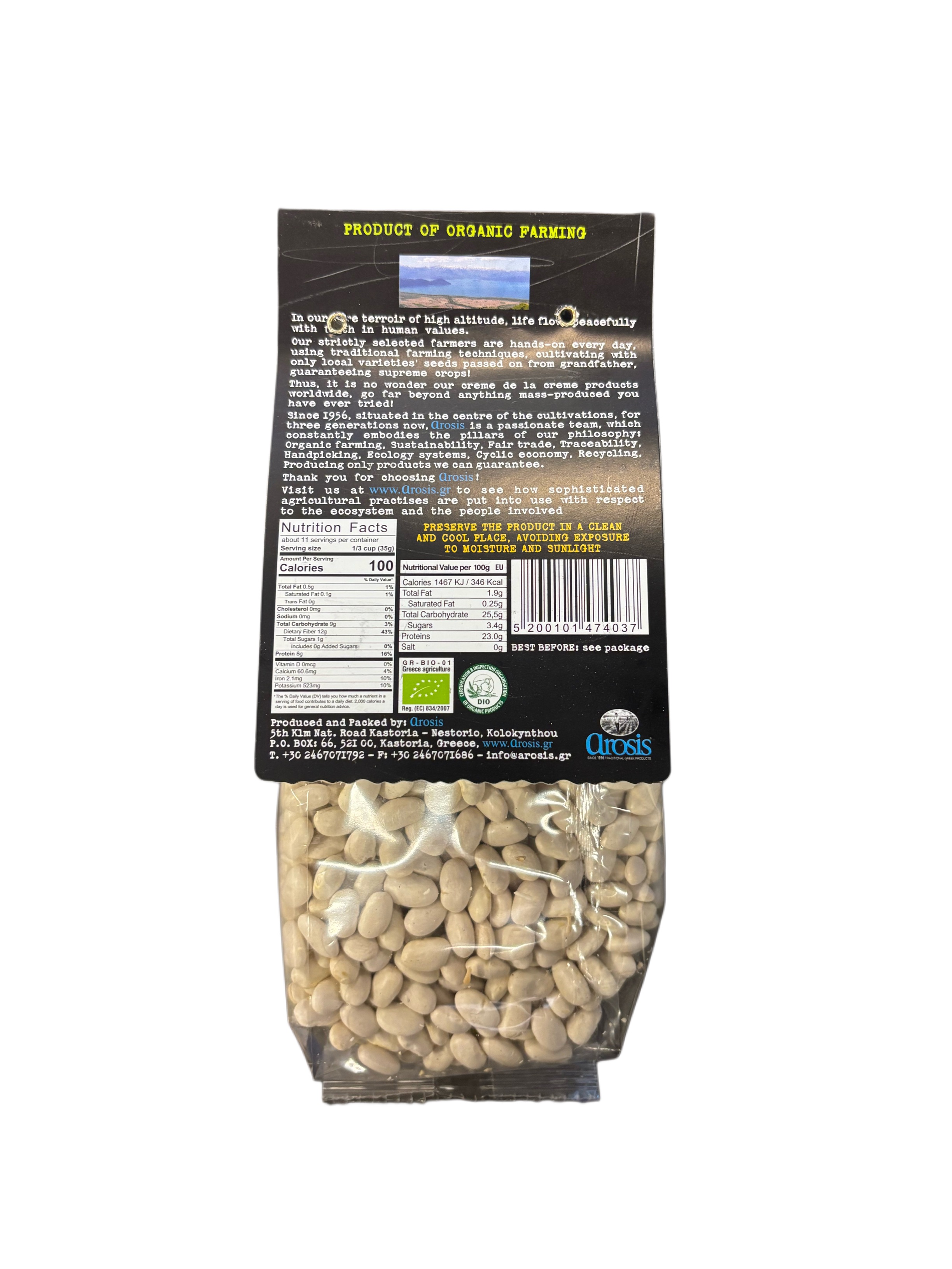 White beans between 400g, organic, Arosis