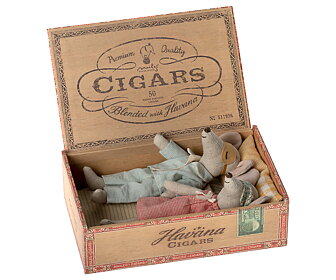 Maileg - Mamma & pappa mus i cigarrlåda