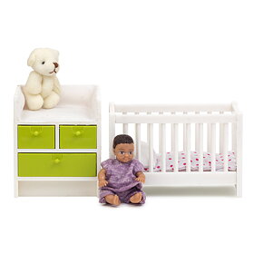 Lundby- Dockhusmöbler, Spjälsäng & skötbord