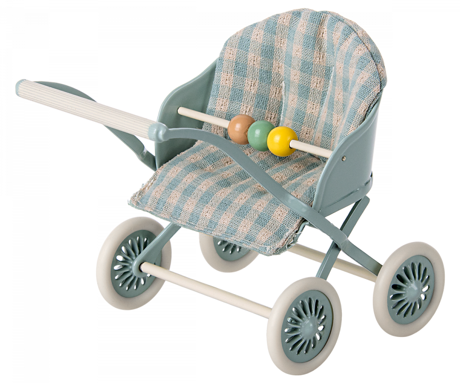 Maileg - Stroller, Baby mice - Mint - 5