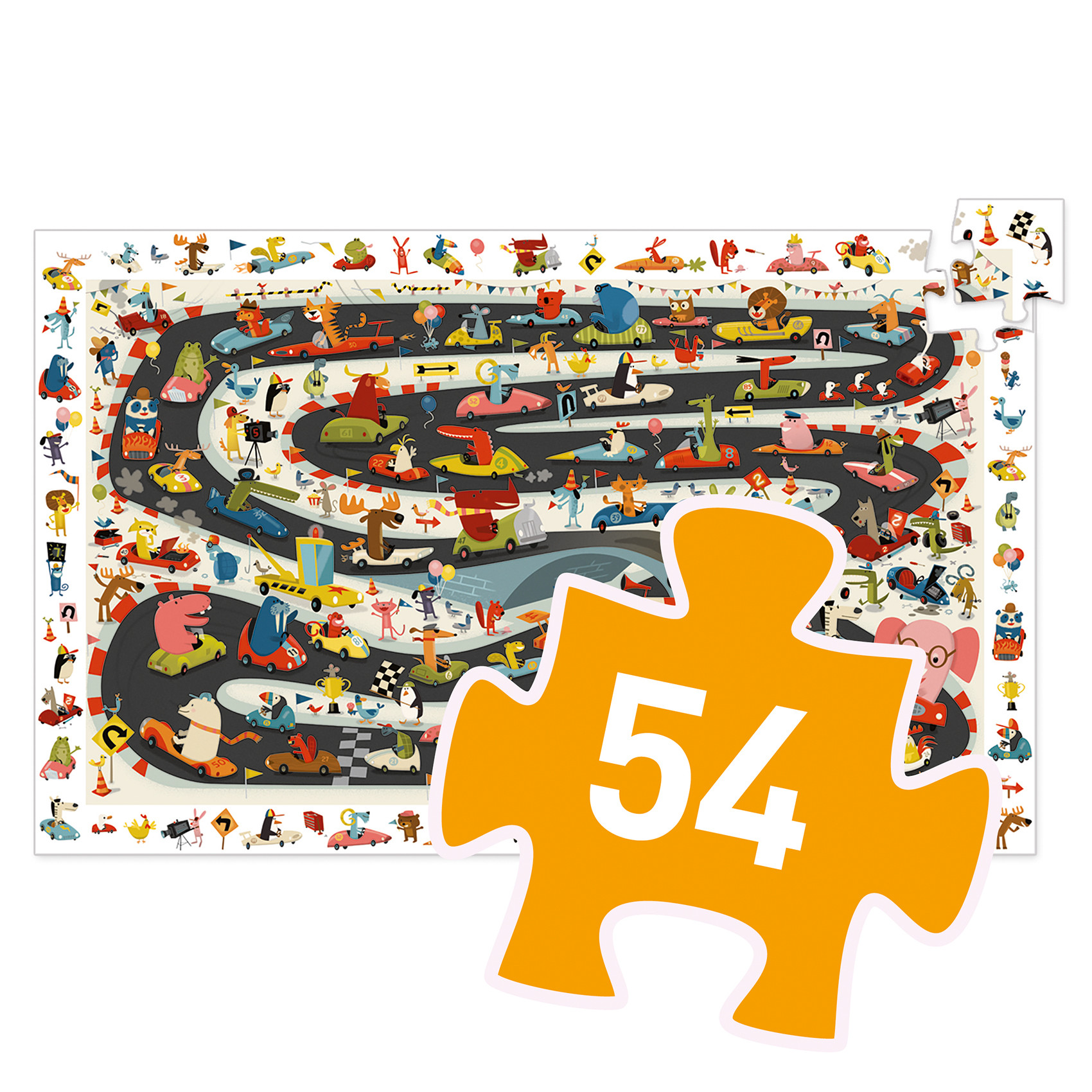 Djeco - Pussel Car Rally, 54 pcs - FSC MIX - 4