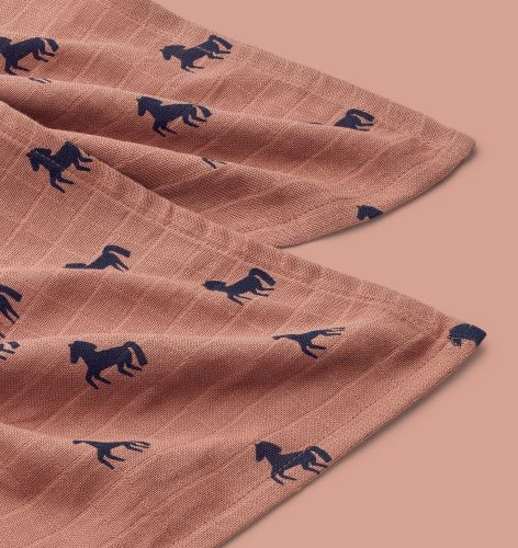 Liewood - Lewis Muslinfilt 2-Pack, Horses Dark Rosetta - 2