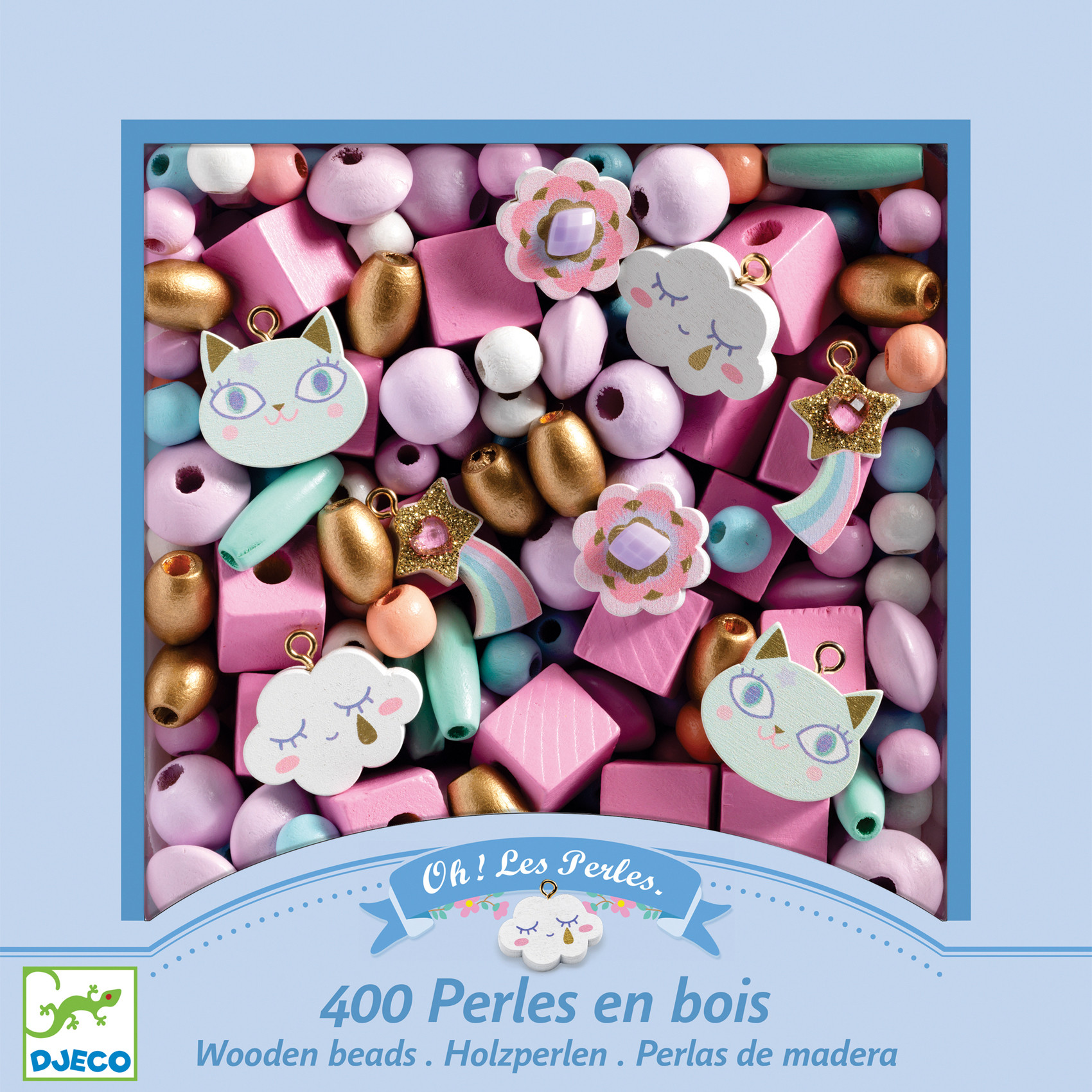 Djeco - Wooden beads, Rainbow