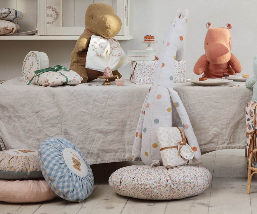 Maileg - Kudde Rund small, Teddy Checked - 3