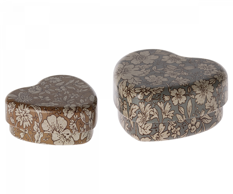 Maileg - 2 pack Hjärtask, Blue/Orcher Blossom