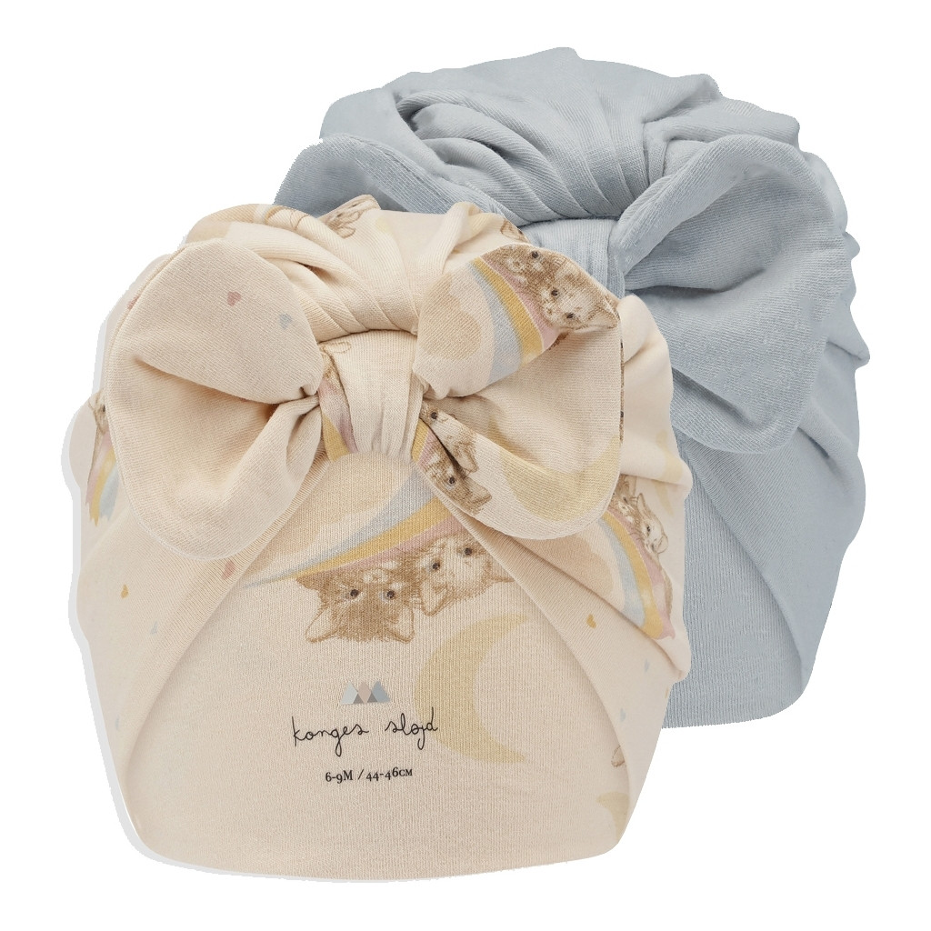 Konges slöjd - 2-pack Mössor Rainbow kitty / Pearl blue 12-18 mån