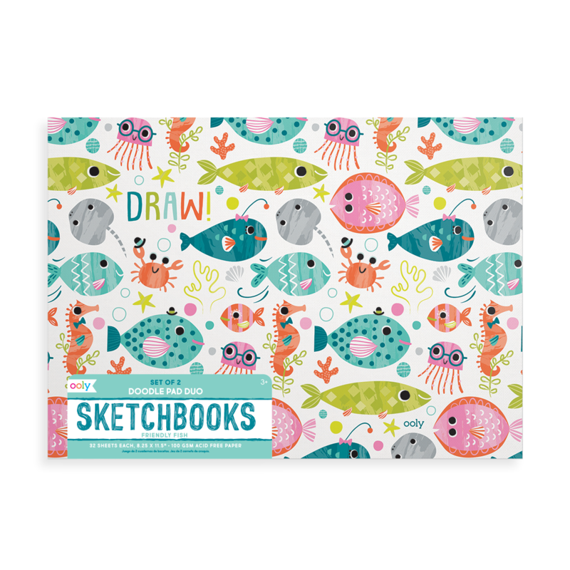OOLY - Skissblock 2-pack - Friendly Fish - 2