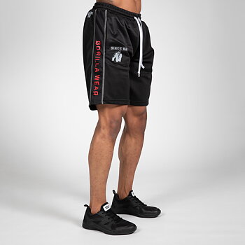 Functional Mesh Shorts, black/red