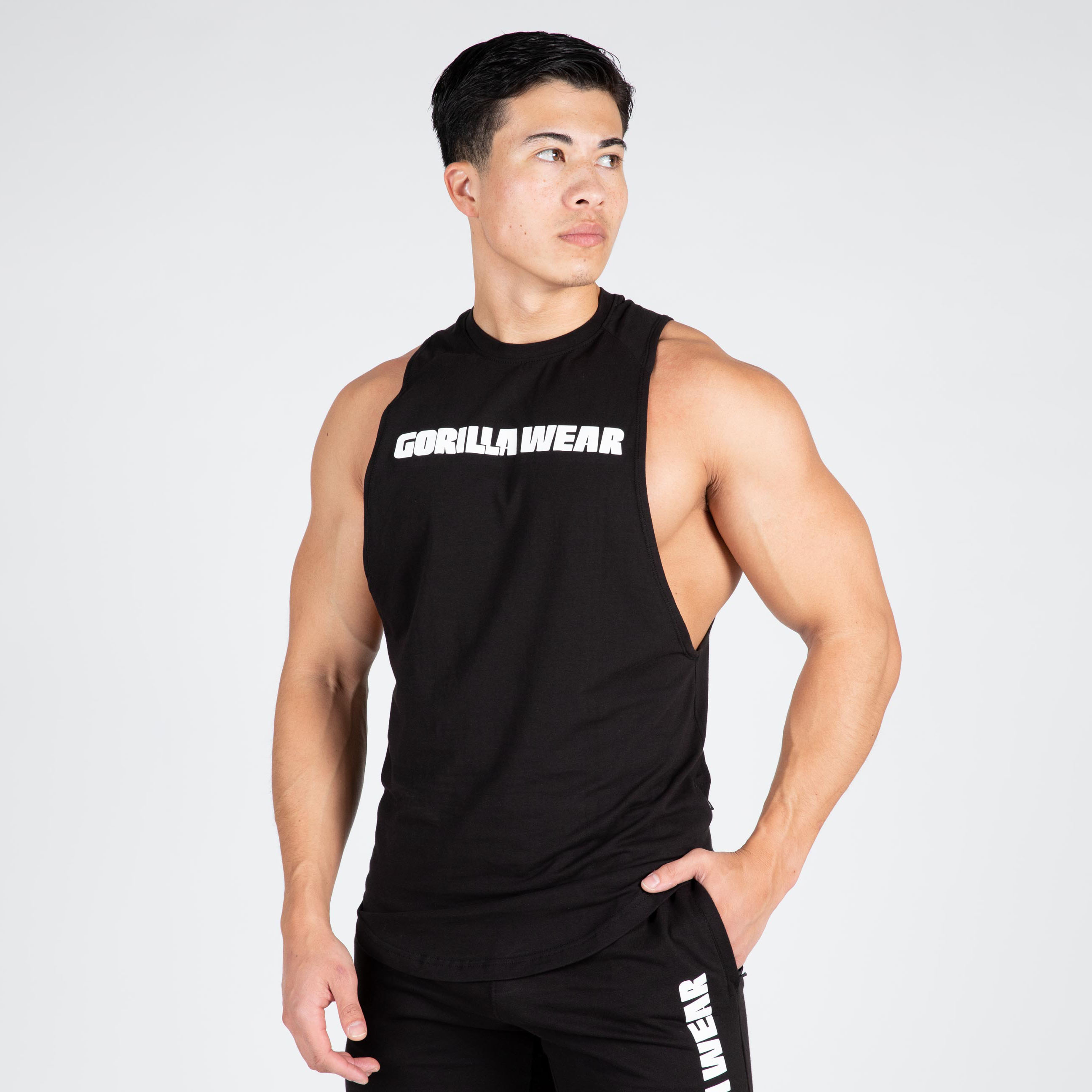 Milo Drop Armhole Tank Top, black