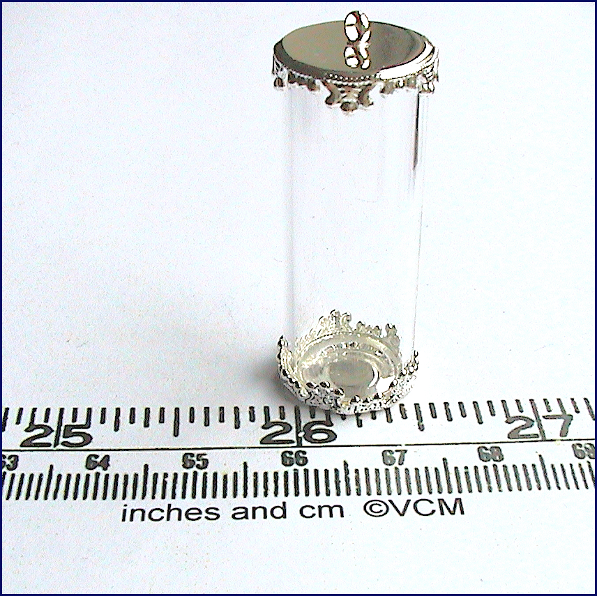 Hög glasburk med topp och botten i silver-  kit från Valerie Claire Miniatures