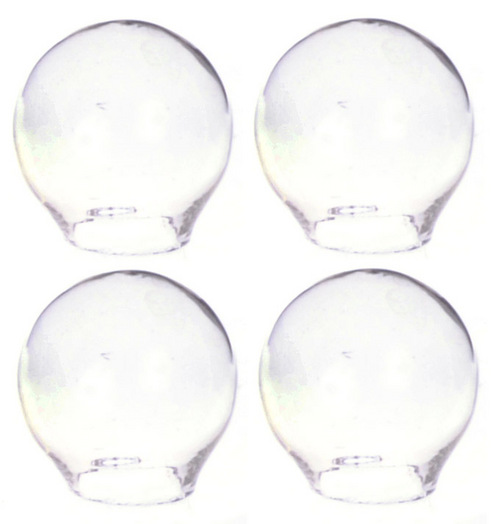 4 Baubles, clear glass globes
