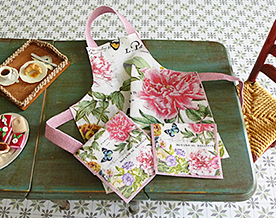 Förkläde -Rosa Botanical - kit från Les Chinoiseries
