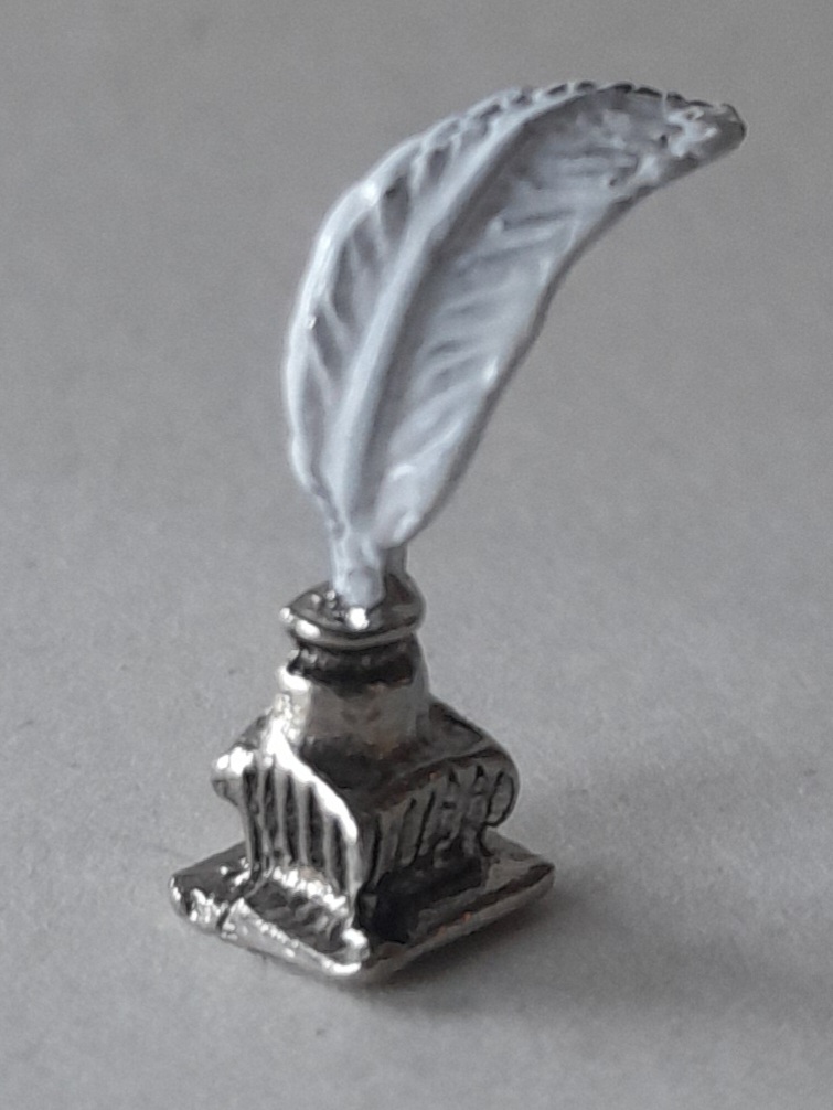 Ink holder with quill pen