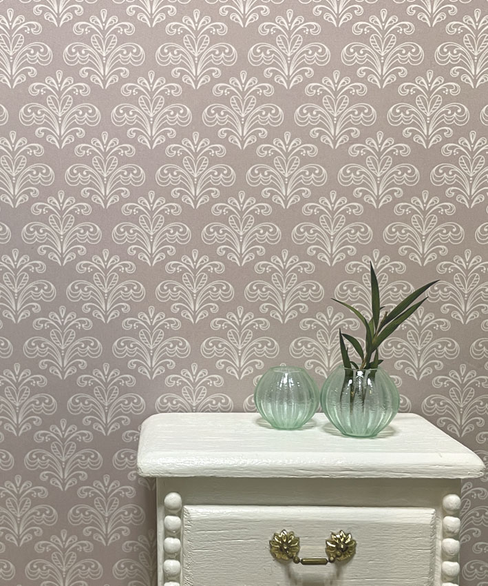 Wallpaper - Ornament Kurbits Pink -from  Mormors dickskåp