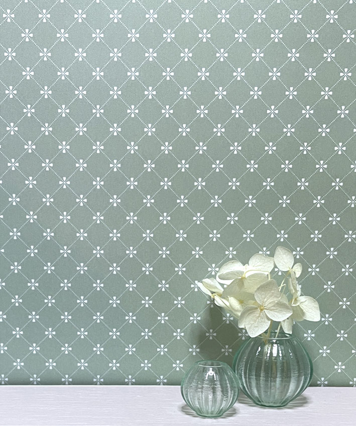 Wallpaper - Lantiv - turquoise - from Mormors  dockskåp - 2