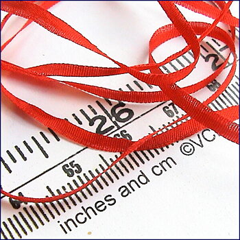 Red silk ribbon, 2 mm, 1 m