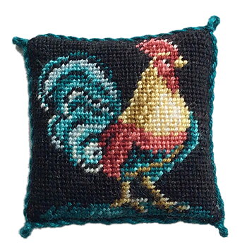 Broderikit kudde: Tupp . 3x3 cm