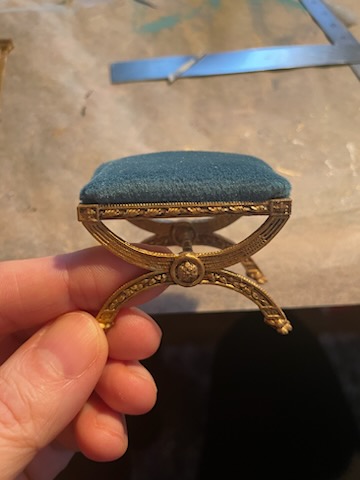 18th century Curule Pliant Stool C.1786 - unfinished metal - from Alison Davies - 2