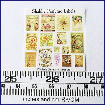 SHABBY PERFUME LABELS - kit from Valerie Claire Miniatures